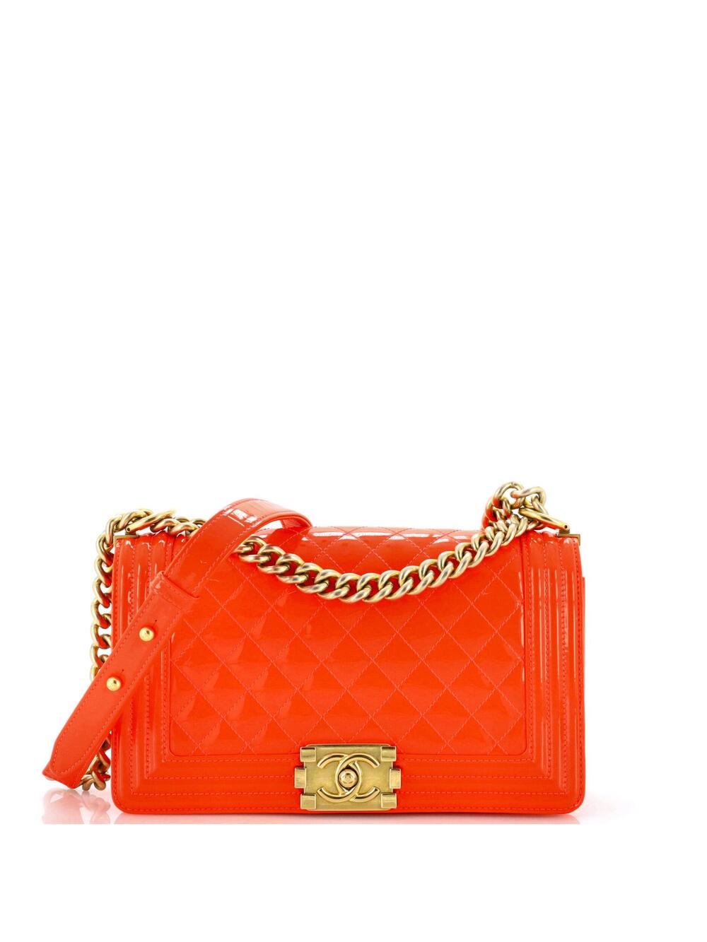 Chanel Boy Flap Bag Quilted Patent Old #371116C33B